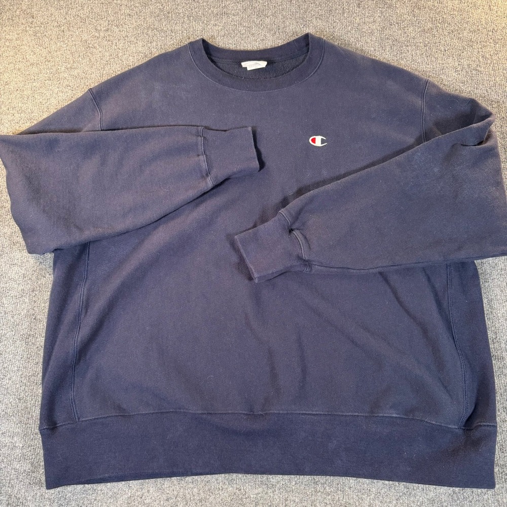 Champion Reverse Weave Sweatshirt Mens 2XL Navy Blue Crewneck Pullover #4012